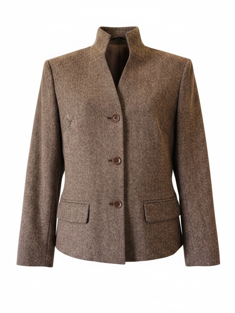 Casual Corner 4 Women's Brown Tweed Stand-Collar Jacket